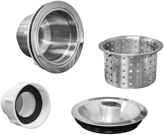 Stainless Metal Drain Assembly Salon Shampoo Bowl Backwash Sink Hair Strainer - Image 4
