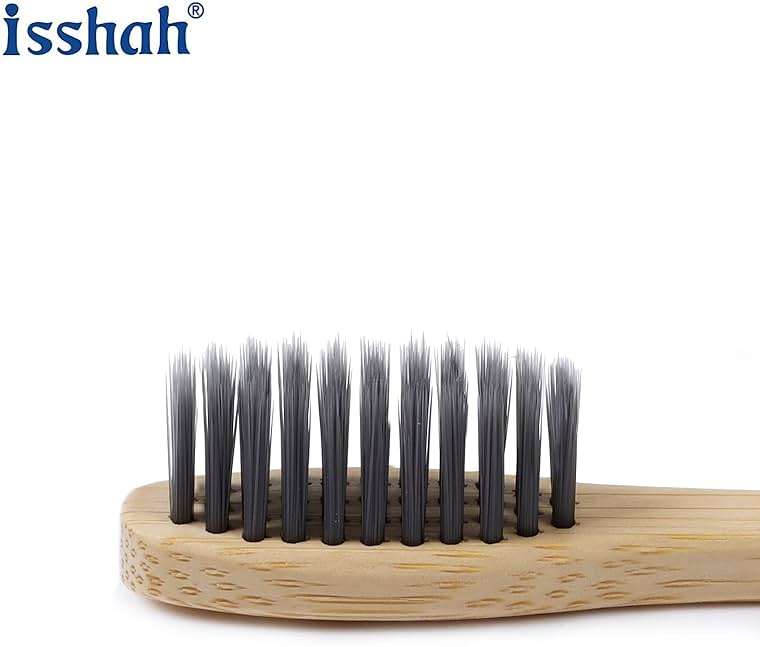 Isshah Biodegradable Eco-Friendly Natural Bamboo Charcoal Toothbrushes, FSC Certified and PETA Approved - 12 Count - Image 3