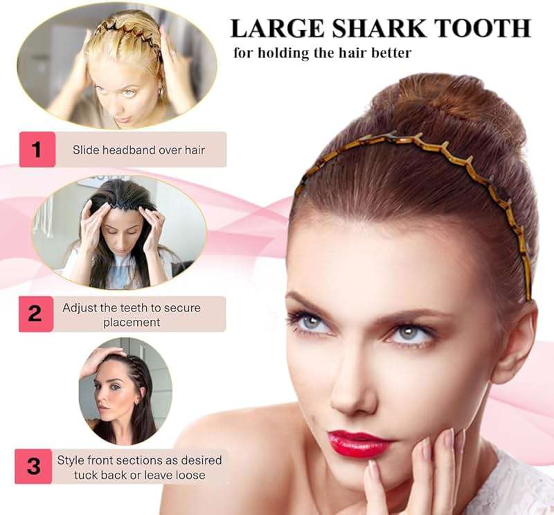 KALIYOTO Zig Zag Headbands, Recycled Plastic Wavy Hair Band with Teeth, Headbands for Women and Men, Classic 90s Hair Accessories, (1 Black Color+1 Brown) - Image 2
