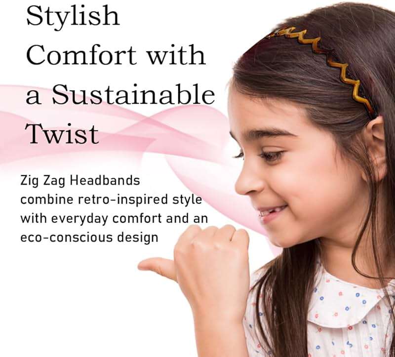 KALIYOTO Zig Zag Headbands, Recycled Plastic Wavy Hair Band with Teeth, Headbands for Women and Men, Classic 90s Hair Accessories, (1 Black Color+1 Brown) - Image 3