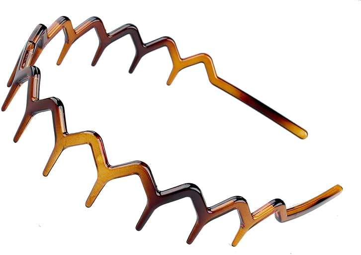 KALIYOTO Zig Zag Headbands, Recycled Plastic Wavy Hair Band with Teeth, Headbands for Women and Men, Classic 90s Hair Accessories, (1 Black Color+1 Brown) - Image 7