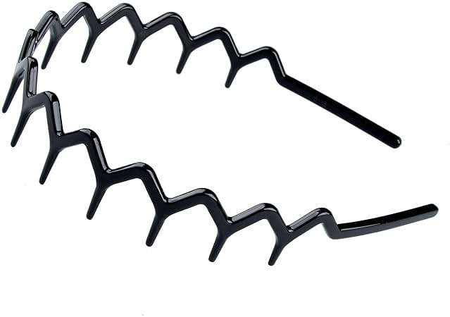 KALIYOTO Zig Zag Headbands, Recycled Plastic Wavy Hair Band with Teeth, Headbands for Women and Men, Classic 90s Hair Accessories, (1 Black Color+1 Brown) - Image 9