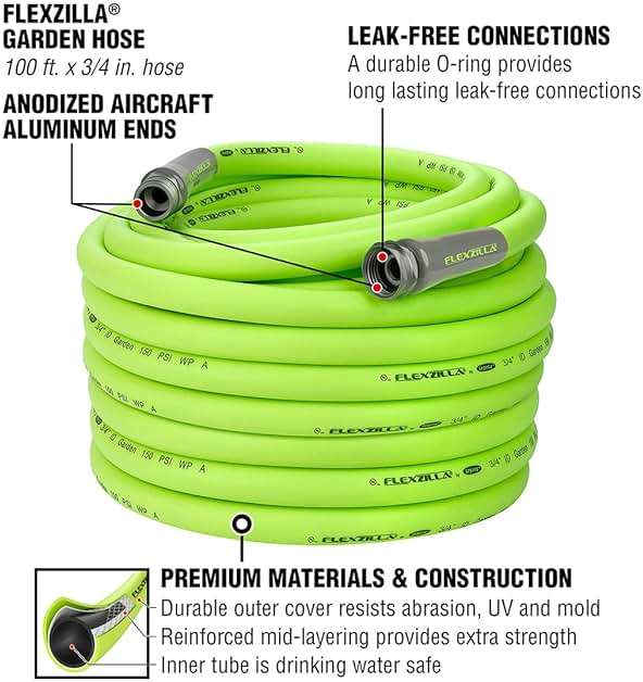 Flexzilla Garden Hose 3/4 in. x 100 ft., Lightweight All-Weather Water Hose, Durable and Flexible, Leak-Free Connections - Image 3