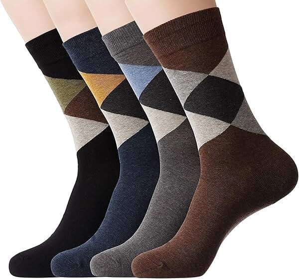 YEJIMONG Men's Cotton Dress Crew Socks 12 Pairs, Fun Patterned & Striped Casual Socks, Animal & Sports Designs, Size 9-12 - Image 6