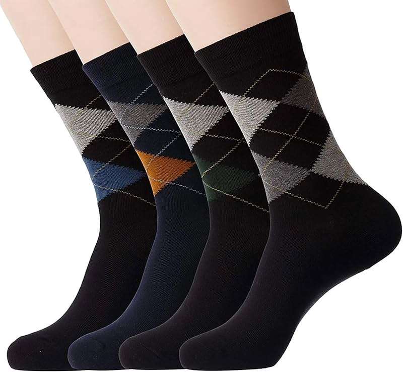 YEJIMONG Men's Cotton Dress Crew Socks 12 Pairs, Fun Patterned & Striped Casual Socks, Animal & Sports Designs, Size 9-12 - Image 7