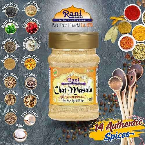 Rani Chat Masala (14 Spice Seasoning Salt) Tangy Indian Seasoning 4.5oz (127.5g) PET Jar ~ All Natural | No MSG | Vegan | No Colors | Gluten Friendly | NON-GMO | Kosher | Indian Origin - Image 4