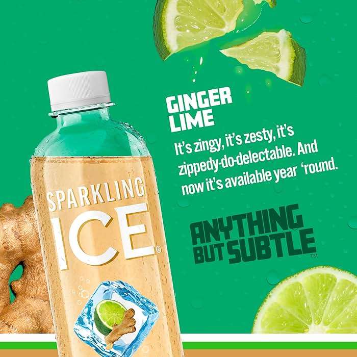 Sparkling Ice, Ginger Lime Sparkling Water, Zero Sugar Flavored Water, with Vitamins and Antioxidants, Low Calorie Beverage, 17 fl oz Bottles (Pack of 12) - Image 2