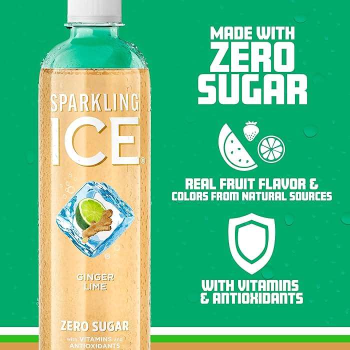Sparkling Ice, Ginger Lime Sparkling Water, Zero Sugar Flavored Water, with Vitamins and Antioxidants, Low Calorie Beverage, 17 fl oz Bottles (Pack of 12) - Image 3