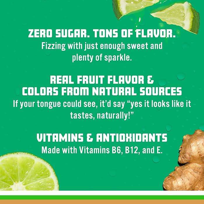 Sparkling Ice, Ginger Lime Sparkling Water, Zero Sugar Flavored Water, with Vitamins and Antioxidants, Low Calorie Beverage, 17 fl oz Bottles (Pack of 12) - Image 4