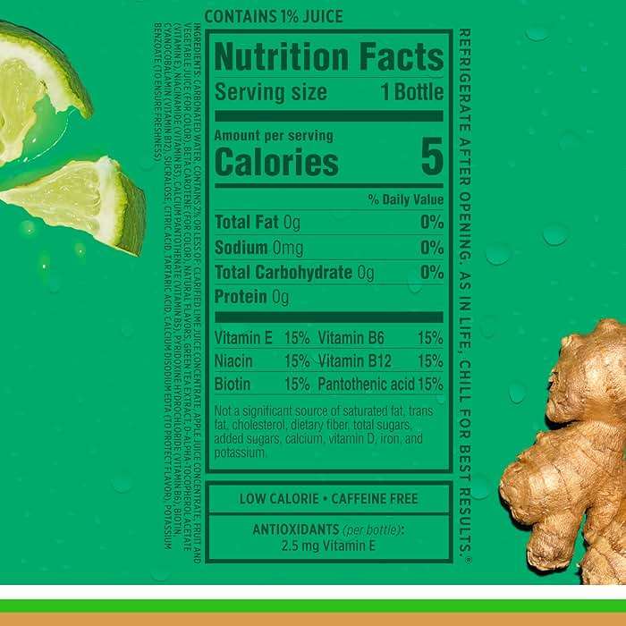 Sparkling Ice, Ginger Lime Sparkling Water, Zero Sugar Flavored Water, with Vitamins and Antioxidants, Low Calorie Beverage, 17 fl oz Bottles (Pack of 12) - Image 5