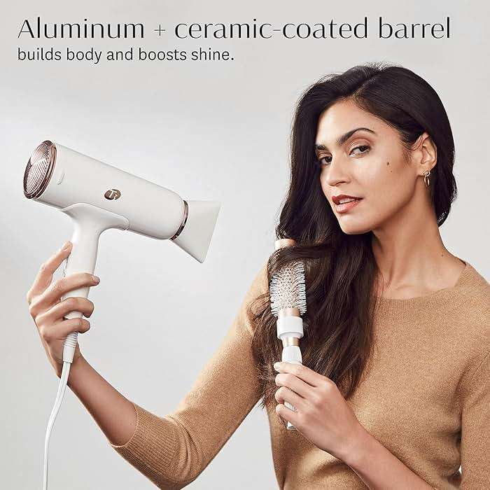 T3 Volume Round Hair Brush Ceramic-Coated Barrel Vented Round Brush for Blow Drying Heat Resistant Bristles - Image 4