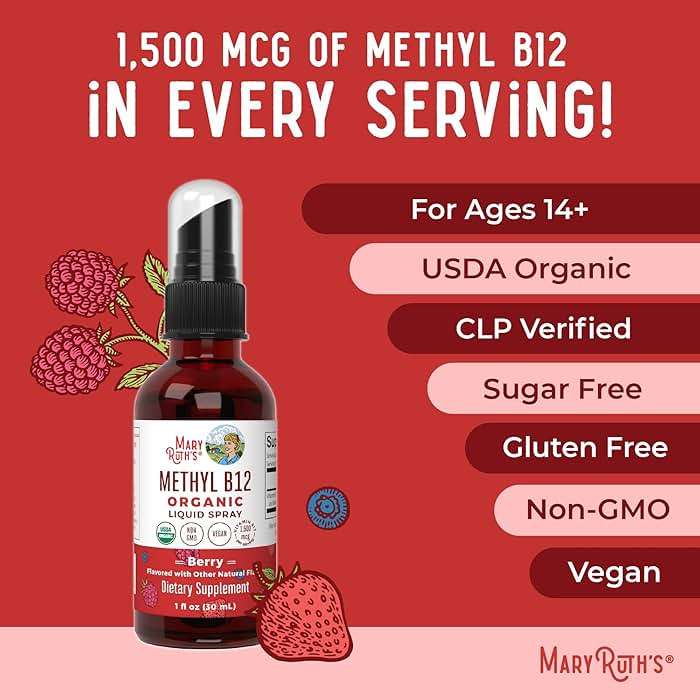 MARYRUTH'S Organic Methyl B12 Spray | 1,500 mcg B12 Per Serving | Methylcobalamin | Energy Metabolism | Cognitive Function | Neuro Health | Vegan | Gluten Free | Sugar Free | 1 Fl Oz - Image 7