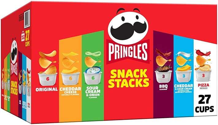 Pringles Potato Crisps Chips, Lunch Snacks, Snack Cups, Variety Pack, 19.5oz Box (27 Cups) - Image 1