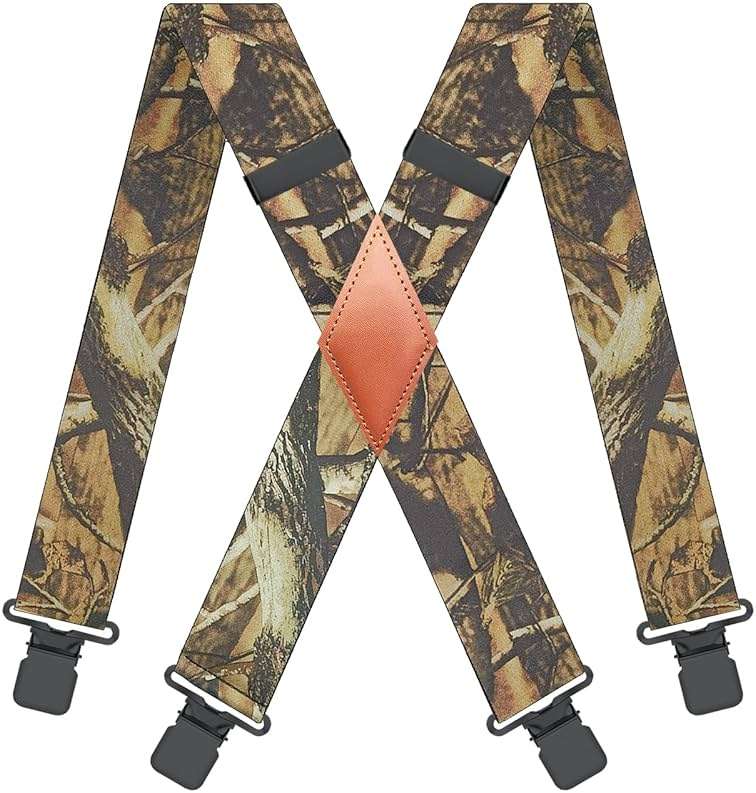 MENDENG Camo Suspenders for Men 2" Heavy Duty Clips - Adjustable X-Back Braces for Hunting and Daily Work - Image 1