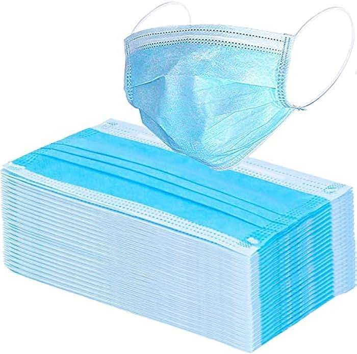 Wecolor 100 PCS Blue Masks, Disposable Face Mask, 3 Ply Protection Masks - Image 1