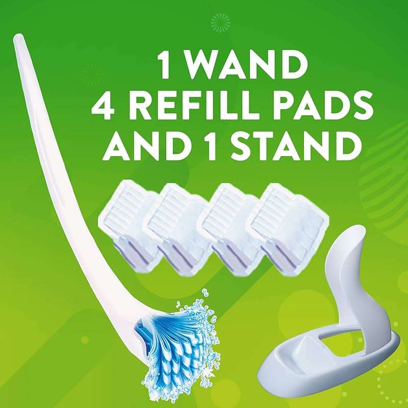 Scrubbing Bubbles Toilet Bowl Cleaning System with Flushable & Disposable Cleaner Refill Pads, Fights Odors and Helps Remove Limescale & Hard Water Stains, Citrus Scent, 1 Wand + 4 Refills + 1 Stand - Image 4