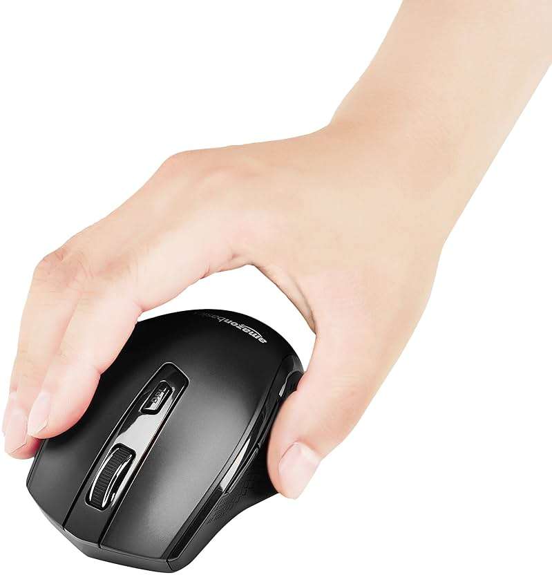 Amazon Basics Portable Wireless Computer Mouse, Ergonomic, 2.4 GHz Optical, DPI Adjustable, Easy to Use, Compatible With PC, Mac, Laptop, Black - Image 6