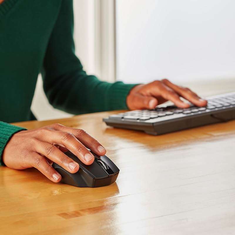 Amazon Basics Portable Wireless Computer Mouse, Ergonomic, 2.4 GHz Optical, DPI Adjustable, Easy to Use, Compatible With PC, Mac, Laptop, Black - Image 8