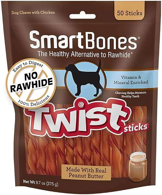 SmartBones Smart Twist Sticks With Peanut Butter, Rawhide-Free Chews For Dogs, 50 Count - Image 1