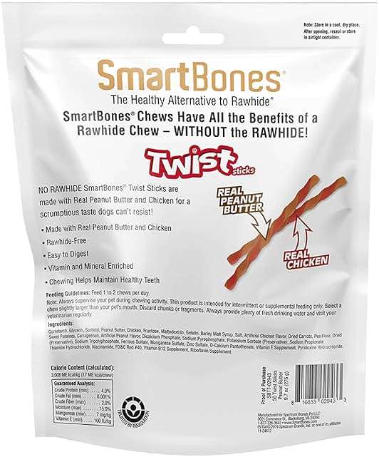 SmartBones Smart Twist Sticks With Peanut Butter, Rawhide-Free Chews For Dogs, 50 Count - Image 3