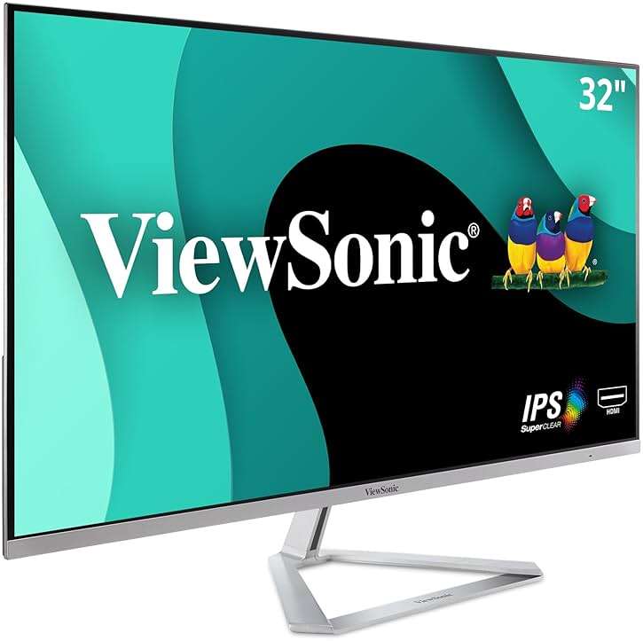 ViewSonic VX3276-MHD 32 Inch 1080p Monitor, IPS with Screen Split Capability and Eye Care Technology for Home and Office Entertainment, Ultra-Thin Bezels, DisplayPort, and HDMI Inputs - Image 1