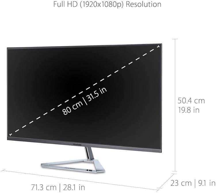 ViewSonic VX3276-MHD 32 Inch 1080p Monitor, IPS with Screen Split Capability and Eye Care Technology for Home and Office Entertainment, Ultra-Thin Bezels, DisplayPort, and HDMI Inputs - Image 3