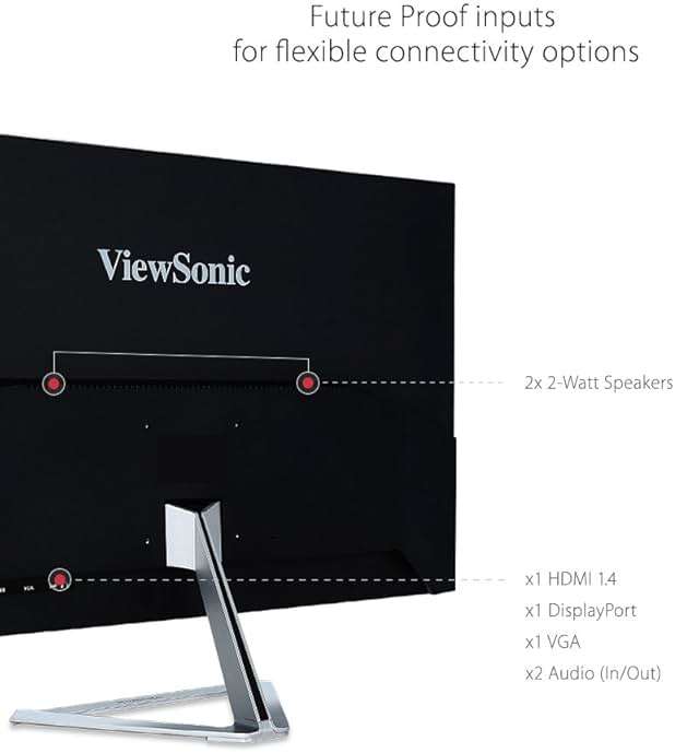 ViewSonic VX3276-MHD 32 Inch 1080p Monitor, IPS with Screen Split Capability and Eye Care Technology for Home and Office Entertainment, Ultra-Thin Bezels, DisplayPort, and HDMI Inputs - Image 4