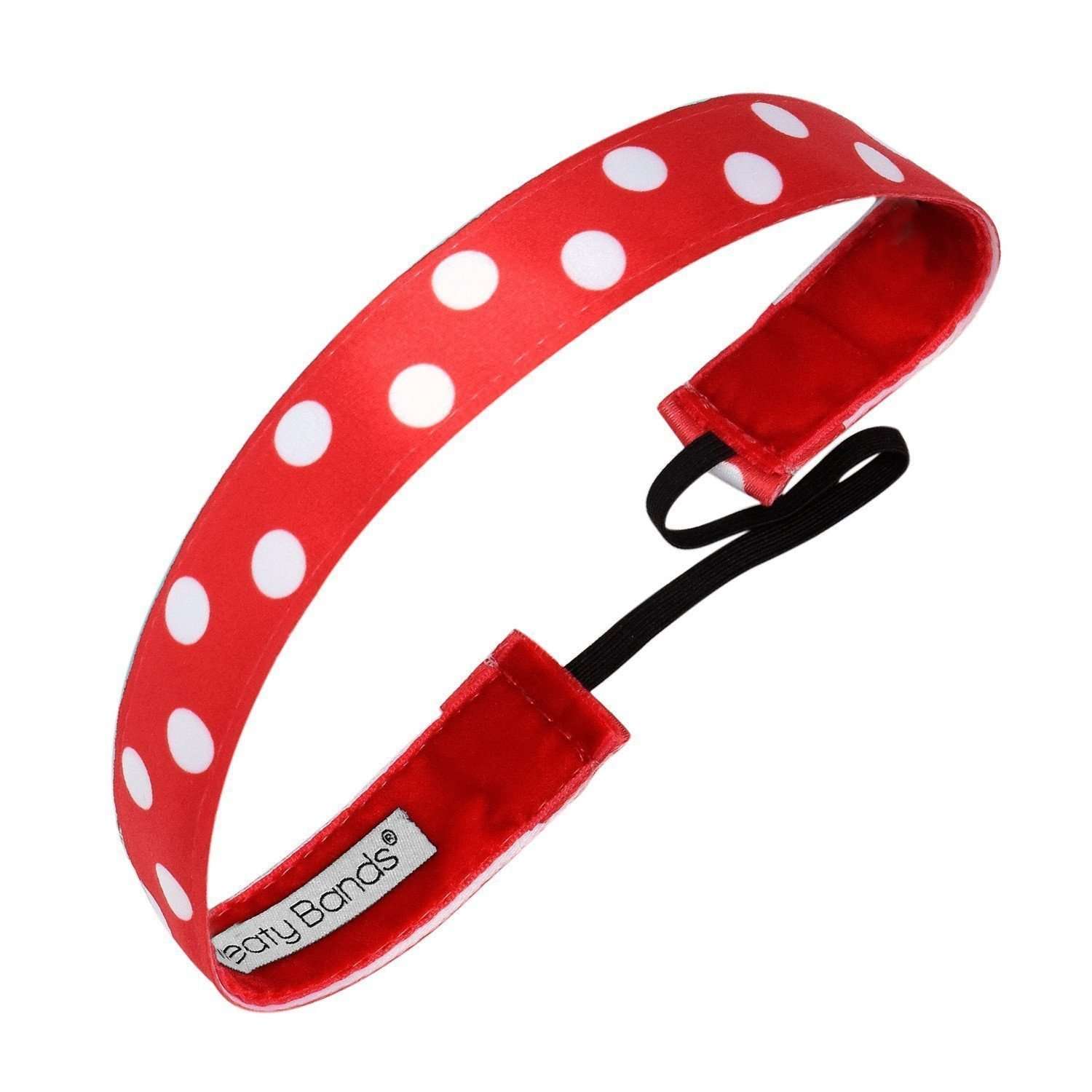 Sweaty Bands Womens Girls Headband - Non-Slip Velvet-Lined Fitness Hairband - Do The Polka Dots Red - Image 1