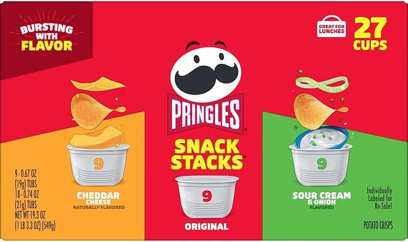 Pringles Potato Crisps Chips, Lunch Snacks, Snack Cups, Variety Pack, 19.3oz Box (27 Cups) - Image 8