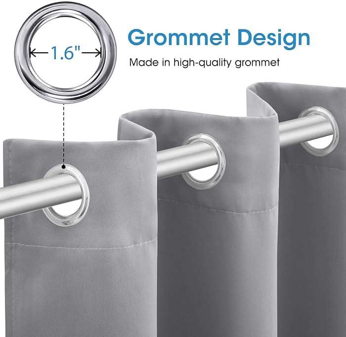 HOMEIDEAS Blackout Curtains for Bedroom 52 X 84 Inch Long 2 Panels Set Light Grey/Gray Room Darkening Curtains/Drapes, Soundproof Thermal Grommet Window Curtains for Living Room - Image 4