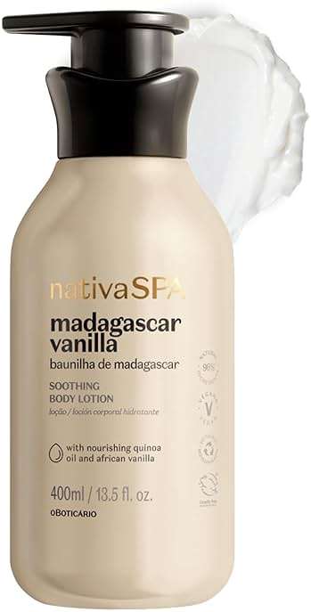 Nativa SPA O Boticário, Madagascar Vanilla Firming Body Lotion - 13.5 oz | 96% Natural Ingredient Moisturizer for Dry Skin with 10x Pure Quinoa Oil | Warm Gourmand Scent with Fragrance Microcapsules - Image 1