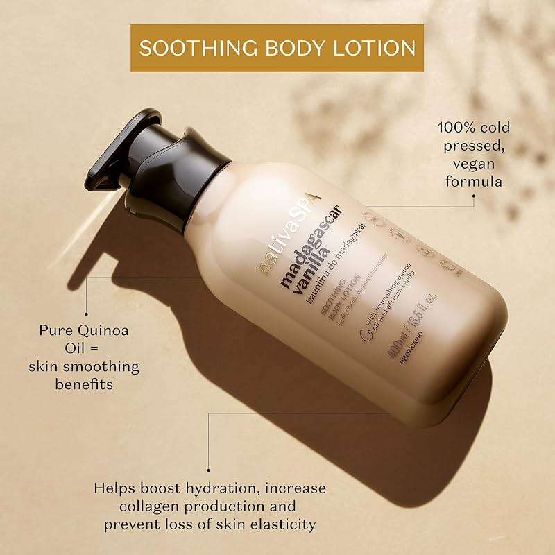 Nativa SPA O Boticário, Madagascar Vanilla Firming Body Lotion - 13.5 oz | 96% Natural Ingredient Moisturizer for Dry Skin with 10x Pure Quinoa Oil | Warm Gourmand Scent with Fragrance Microcapsules - Image 2
