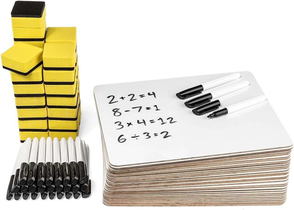 Blue Summit Supplies 30 Pack Mini Dry Erase Boards Classroom Set, Small Whiteboards for Students, Markers and Erasers, Lapboards Ideal for Individuals, Teachers, Students, Groups, 30 White Board Pack - Image 1