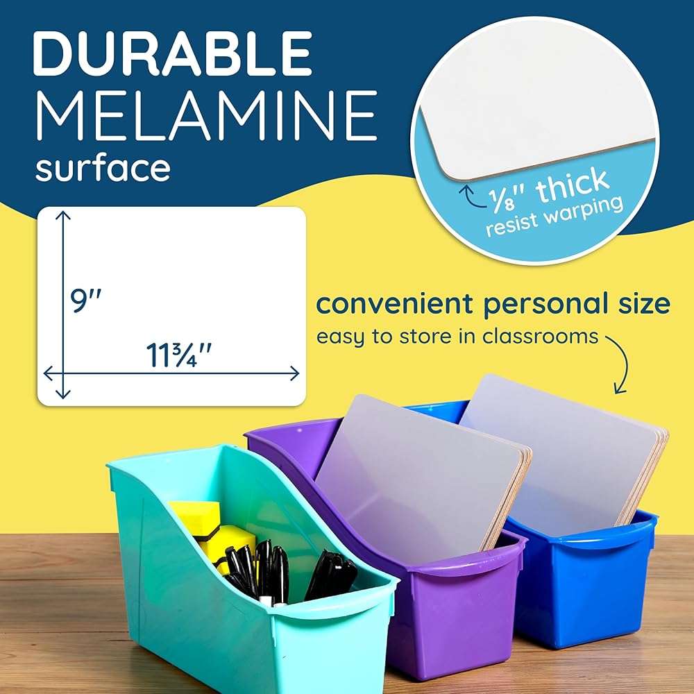 Blue Summit Supplies 30 Pack Mini Dry Erase Boards Classroom Set, Small Whiteboards for Students, Markers and Erasers, Lapboards Ideal for Individuals, Teachers, Students, Groups, 30 White Board Pack - Image 2