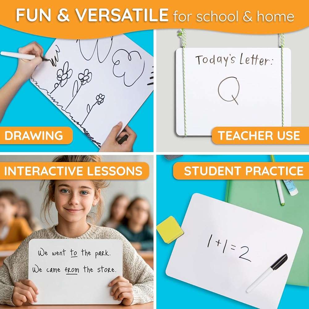 Blue Summit Supplies 30 Pack Mini Dry Erase Boards Classroom Set, Small Whiteboards for Students, Markers and Erasers, Lapboards Ideal for Individuals, Teachers, Students, Groups, 30 White Board Pack - Image 3