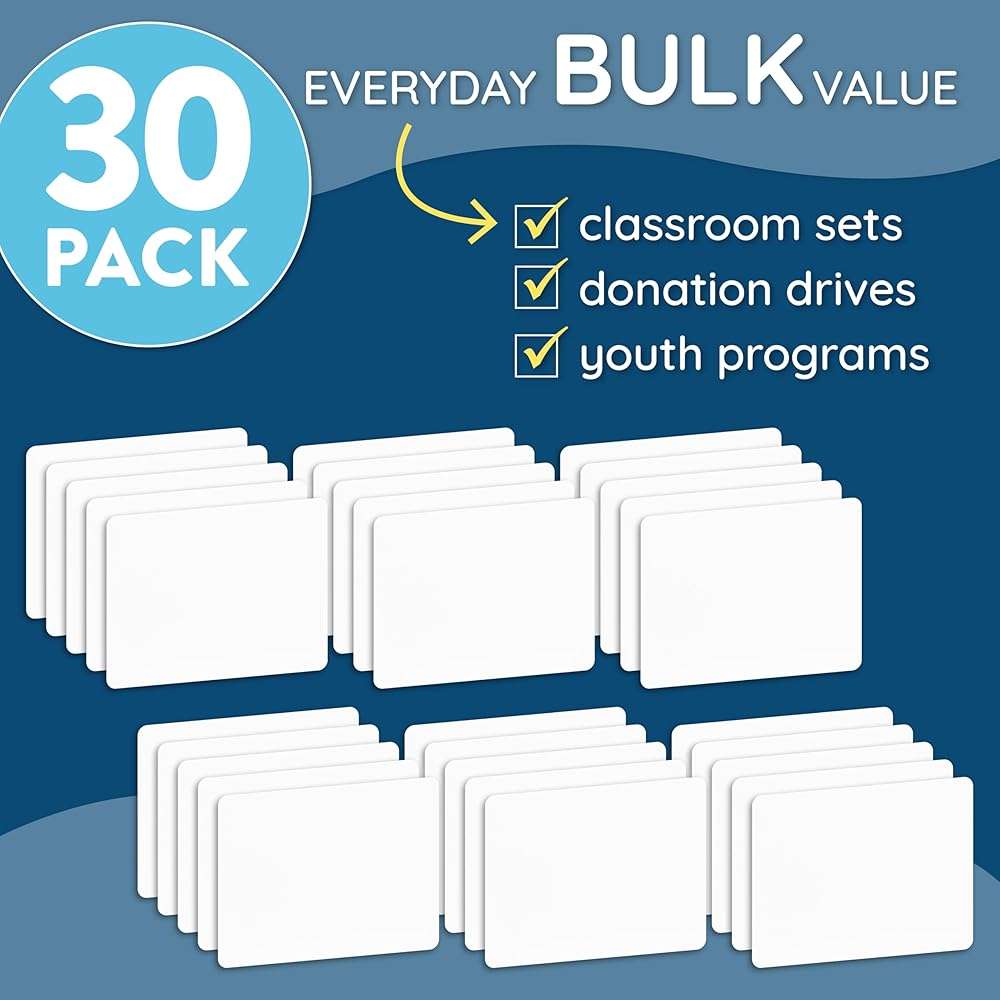 Blue Summit Supplies 30 Pack Mini Dry Erase Boards Classroom Set, Small Whiteboards for Students, Markers and Erasers, Lapboards Ideal for Individuals, Teachers, Students, Groups, 30 White Board Pack - Image 5