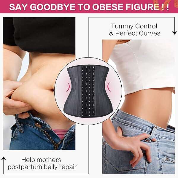 YIANNA Waist Trainer for Women Latex Underbust Waist Corsets Cincher Hourglass Body Shaper 4 Hooks - Image 4
