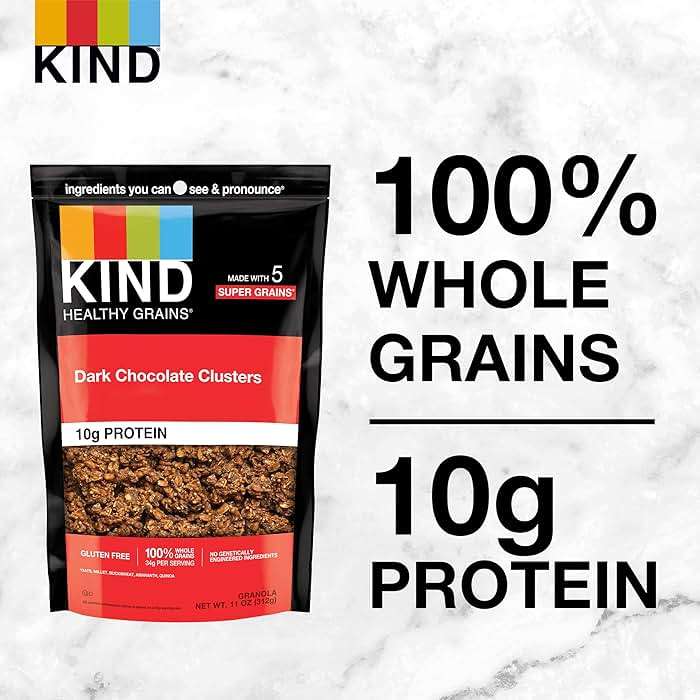 Kind Healthy Grains Granola, Dark Chocolate Clusters, Gluten Free, Healthy Snack Mix, 10g Protein, 11oz, 6 Count - Image 5