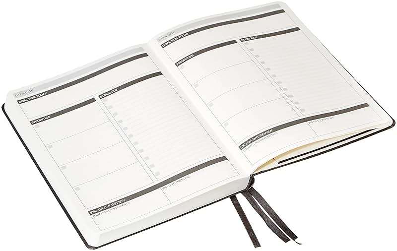 Amazon Basics Daily Planner and Journal, Weekly and Monthly, Undated, Productivity Organization with Goals, Hardcover, 5.8" x 8.25", Black - Image 4
