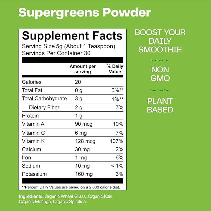 Amazing Grass Super Greens Booster: Greens Powder Smoothie Mix with Spirulina, Moringa, Wheat Grass & Kale Smoothie Booster, Chlorophyll Providing Greens, 30 Servings - Image 2