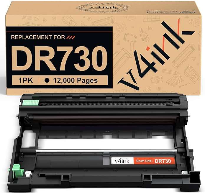 v4ink DR-730 Drum Compatible Replacement for Brother DR730 DR-730 DR760 Drum Unit for Brother HLL2325DW HLL2350DW HLL2370DW HLL2390DW HLL2395DW MFCL2690DW MFCL2710DW MFCL2717DW MFCL2750DW (NOT Toner) - Image 1