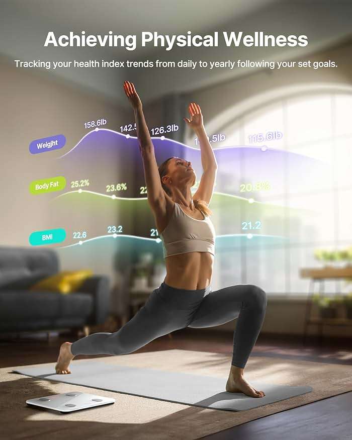 FITINDEX Smart Scale for Body Weight, FSA&HSA Eligible, Scale with BMI, Body Fat, Muscle Mass, Bluetooth,13 Body Composition Analyzer, Sync APP, Digital Bathroom, 400lb, White - Image 4