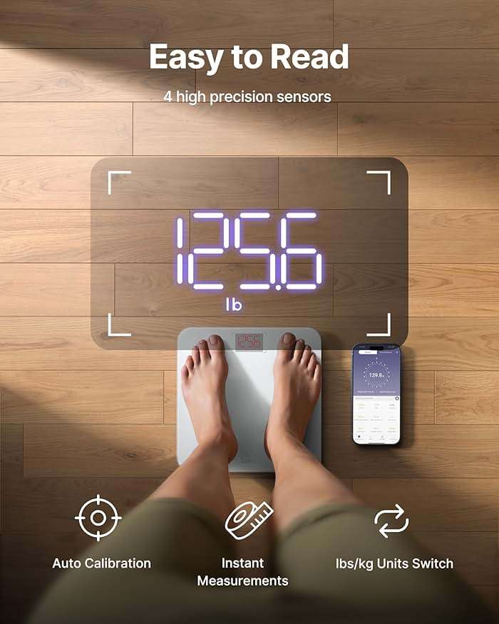 FITINDEX Smart Scale for Body Weight, FSA&HSA Eligible, Scale with BMI, Body Fat, Muscle Mass, Bluetooth,13 Body Composition Analyzer, Sync APP, Digital Bathroom, 400lb, White - Image 7