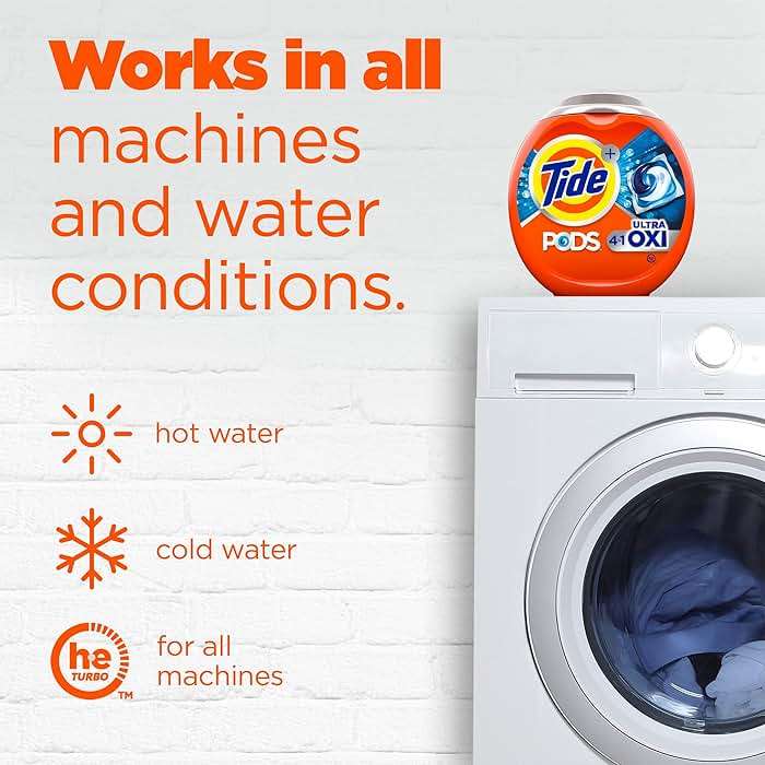 Tide, 4-n-1 Ultra Oxi Pods Laundry Detergent Pacs, HE Compatible, Built in Pre-Treater for Stains, 32 Count - Image 4
