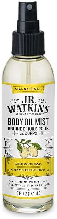 J.R. Watkins Natural Hydrating Body Oil Mist, Lemon Cream, Moisturizing Body Oil Spray for Glowing Skin, USA Made and Cruelty Free, 6 fl oz, Single - Image 1