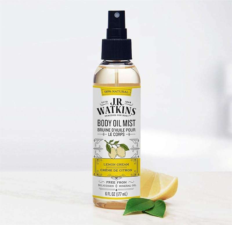 J.R. Watkins Natural Hydrating Body Oil Mist, Lemon Cream, Moisturizing Body Oil Spray for Glowing Skin, USA Made and Cruelty Free, 6 fl oz, Single - Image 5