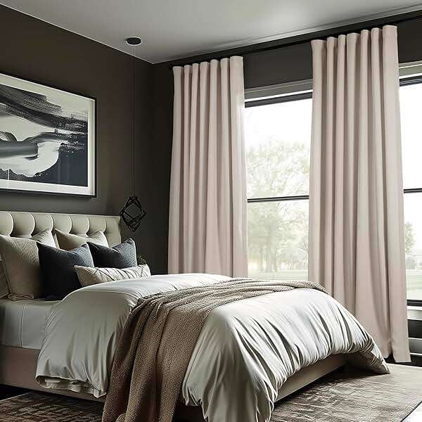 HPD Half Price Drapes - Faux Linen Curtains for Living Room (1 Panel) - 50W X 108L - Textured Room Darkening Curtains for Bedroom 108 Inches Long - Drapes for Home Decor, Birch Taupe - Image 3