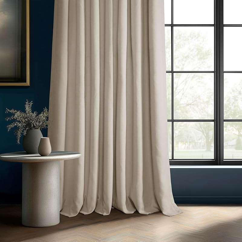 HPD Half Price Drapes - Faux Linen Curtains for Living Room (1 Panel) - 50W X 108L - Textured Room Darkening Curtains for Bedroom 108 Inches Long - Drapes for Home Decor, Birch Taupe - Image 7