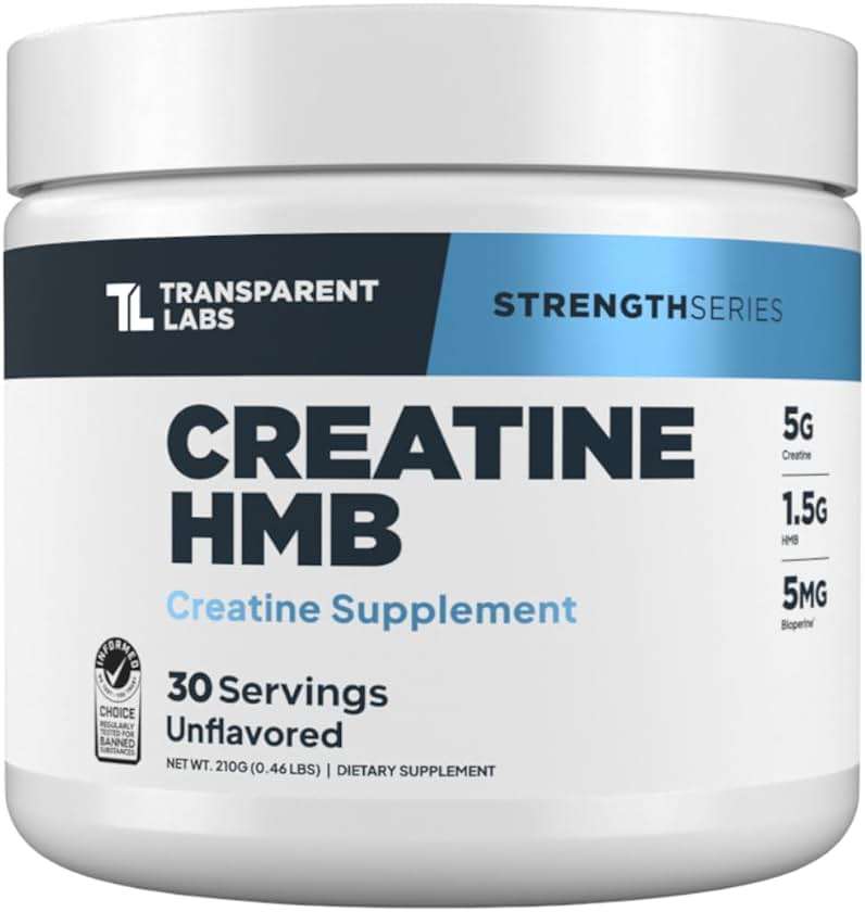 Transparent Labs Creatine HMB - Creatine Monohydrate Powder with HMB for Muscle Growth, Increased Strength, Enhanced Energy Output, and Improved Athletic Performance - 30 Servings, Unflavored - Image 1