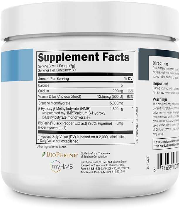 Transparent Labs Creatine HMB - Creatine Monohydrate Powder with HMB for Muscle Growth, Increased Strength, Enhanced Energy Output, and Improved Athletic Performance - 30 Servings, Unflavored - Image 9